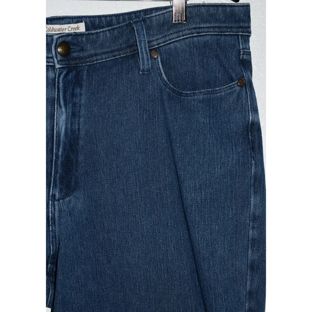 Coldwater Creek 14 Natural Fit Crop Jeans Stretch Blue Denim Capri Pant 5-Pocket